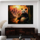 Panda Bamboo Mountain Sunset 34 Wall Art