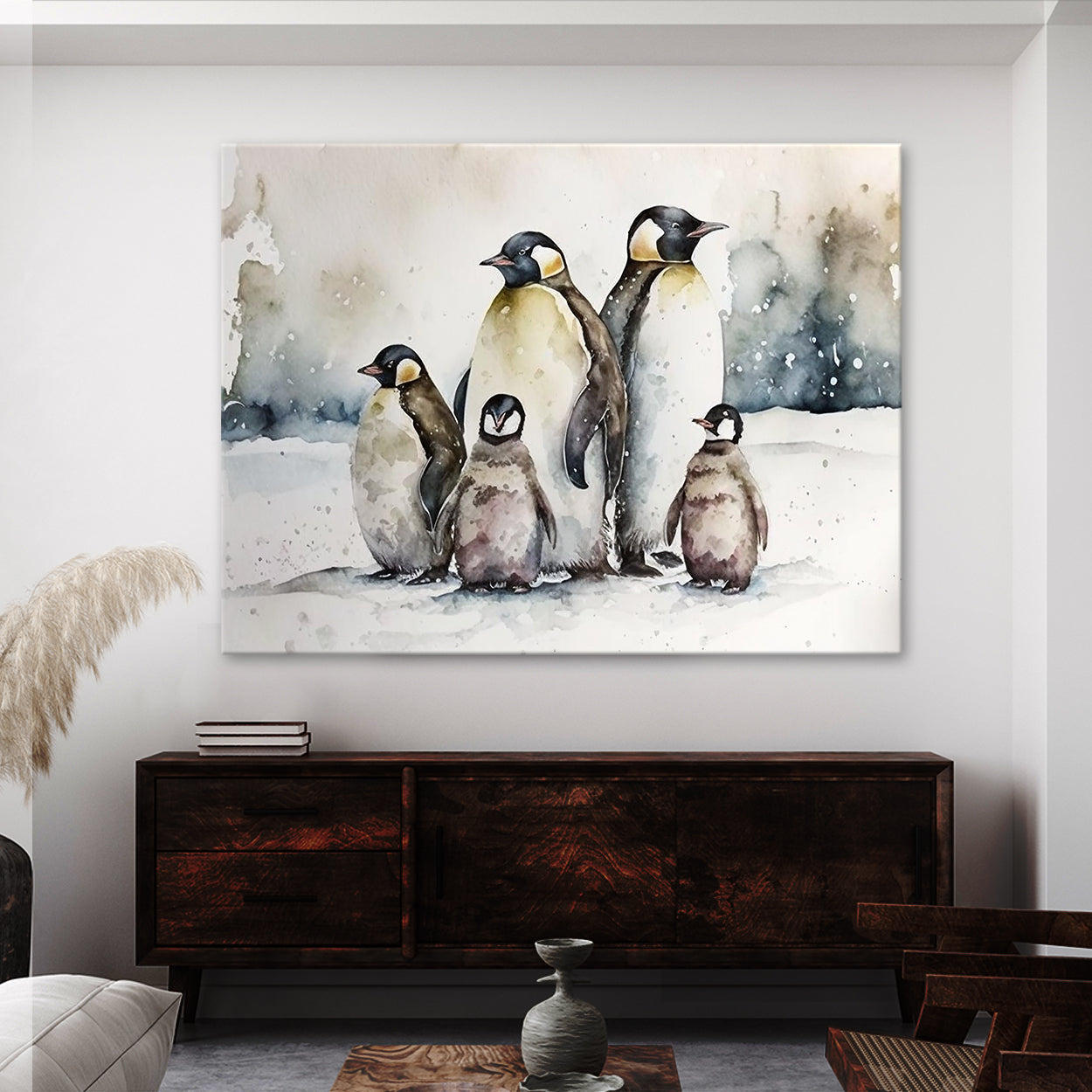 Penguin Family Watercolor 8 Wall Art