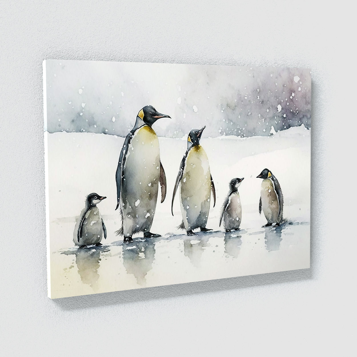 Penguin Family Watercolor 9 Wall Art