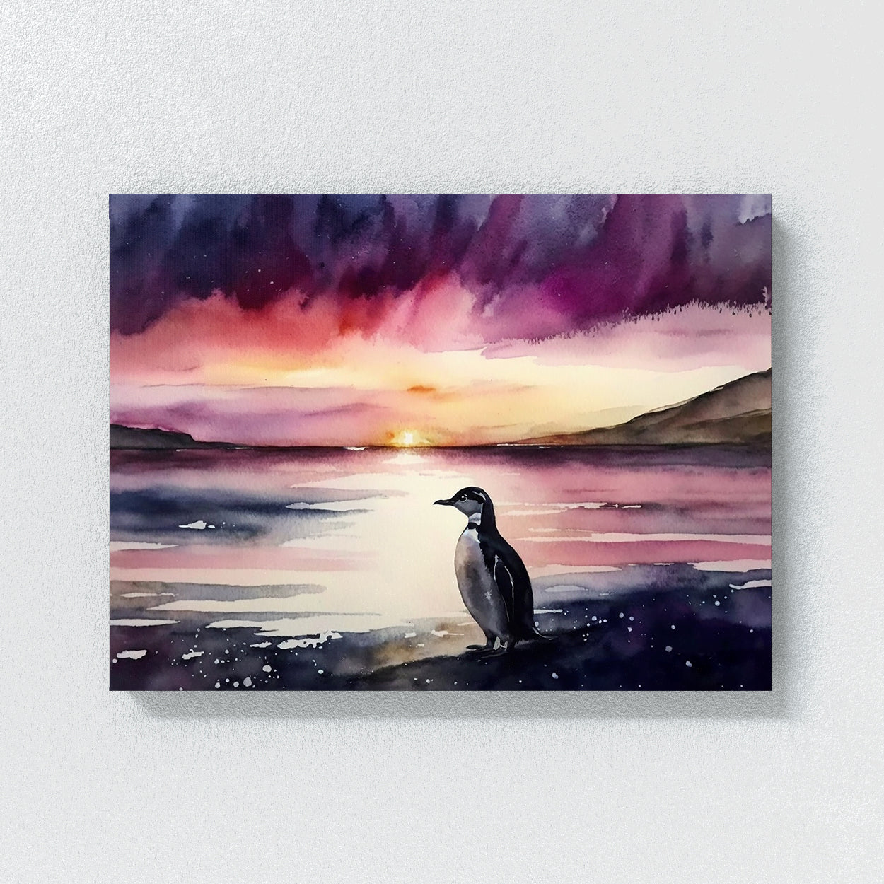 Penguin Watercolor Scene 19 Wall Art