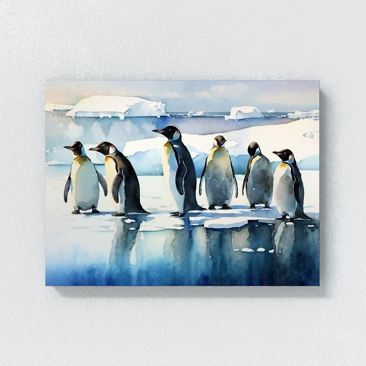 Penguin Watercolor Sky 25 Wall Art