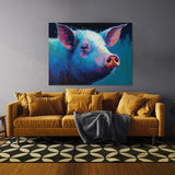 Pig Bright Abstract Blue 8 Wall Art