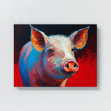 Pig Bright Red Abstract 12 Wall Art