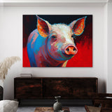 Pig Bright Red Abstract 12 Wall Art