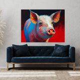 Pig Bright Red Abstract 12 Wall Art