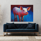 Pig Bright Red Abstract 13 Wall Art