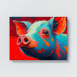 Pig Bright Red Abstract 14 Wall Art