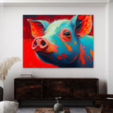 Pig Bright Red Abstract 14 Wall Art