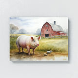 Pig Countryside Red Barn 15 Wall Art