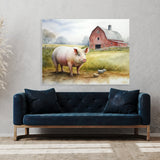 Pig Countryside Red Barn 15 Wall Art