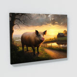 Pig Countryside Sunset 2 Wall Art