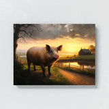 Pig Countryside Sunset 2 Wall Art