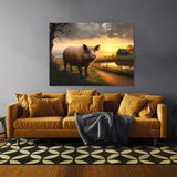 Pig Countryside Sunset 2 Wall Art
