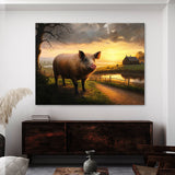 Pig Countryside Sunset 2 Wall Art