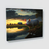 Pig Countryside Sunset 5 Wall Art
