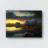 Pig Countryside Sunset 5 Wall Art
