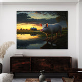 Pig Countryside Sunset 5 Wall Art