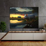 Pig Countryside Sunset 5 Wall Art