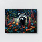 Raccoon Vibrant Garden 4 Wall Art