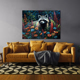 Raccoon Vibrant Garden 4 Wall Art
