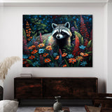 Raccoon Vibrant Garden 4 Wall Art