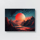 Alien Planet Red Sun Mountains 7 Wall Art