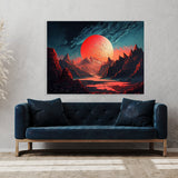 Alien Planet Red Sun Mountains 7 Wall Art