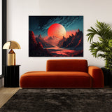 Alien Planet Red Sun Mountains 7 Wall Art