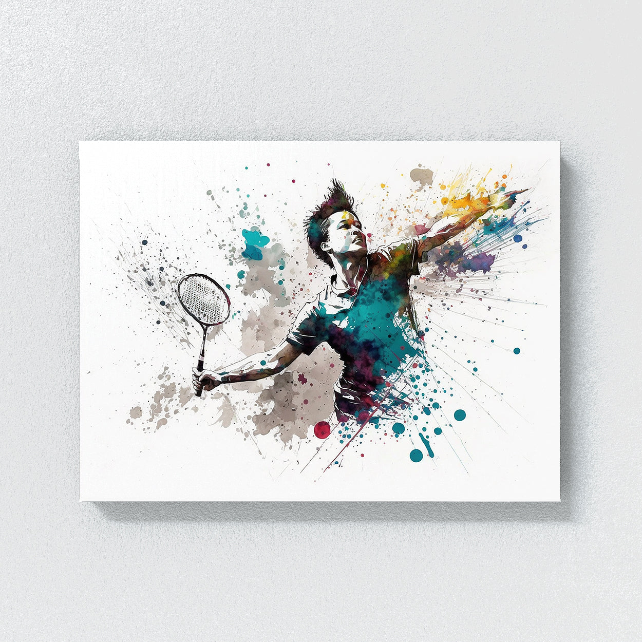 Badminton Watercolor Action 4 Wall Art
