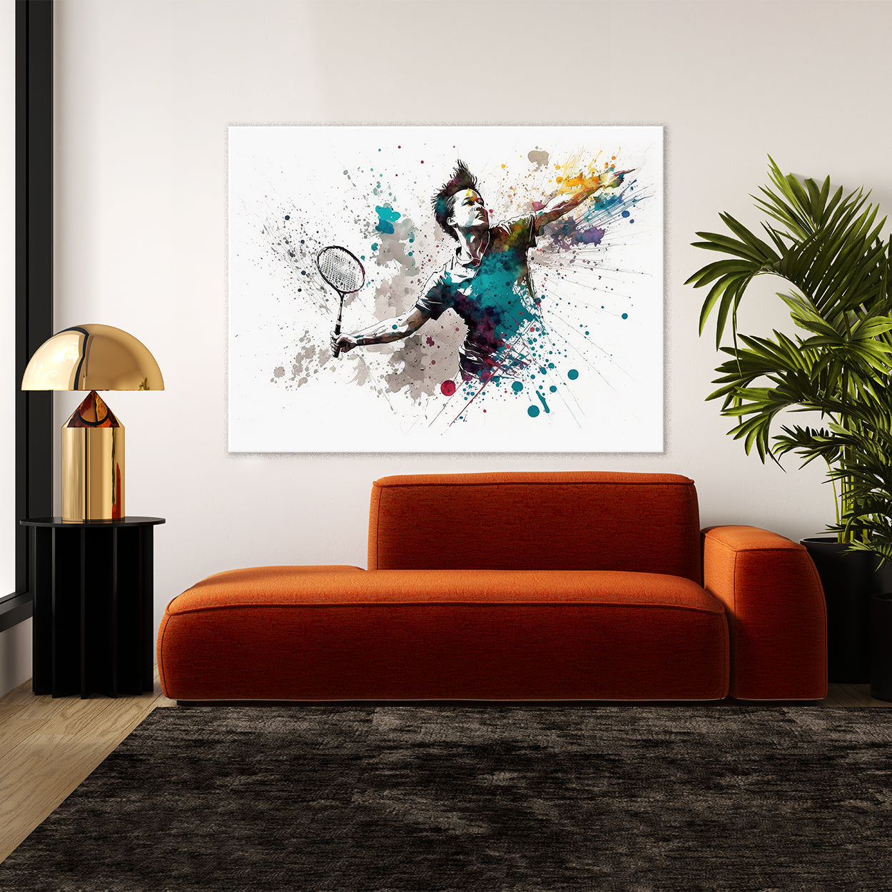 Badminton Watercolor Action 4 Wall Art