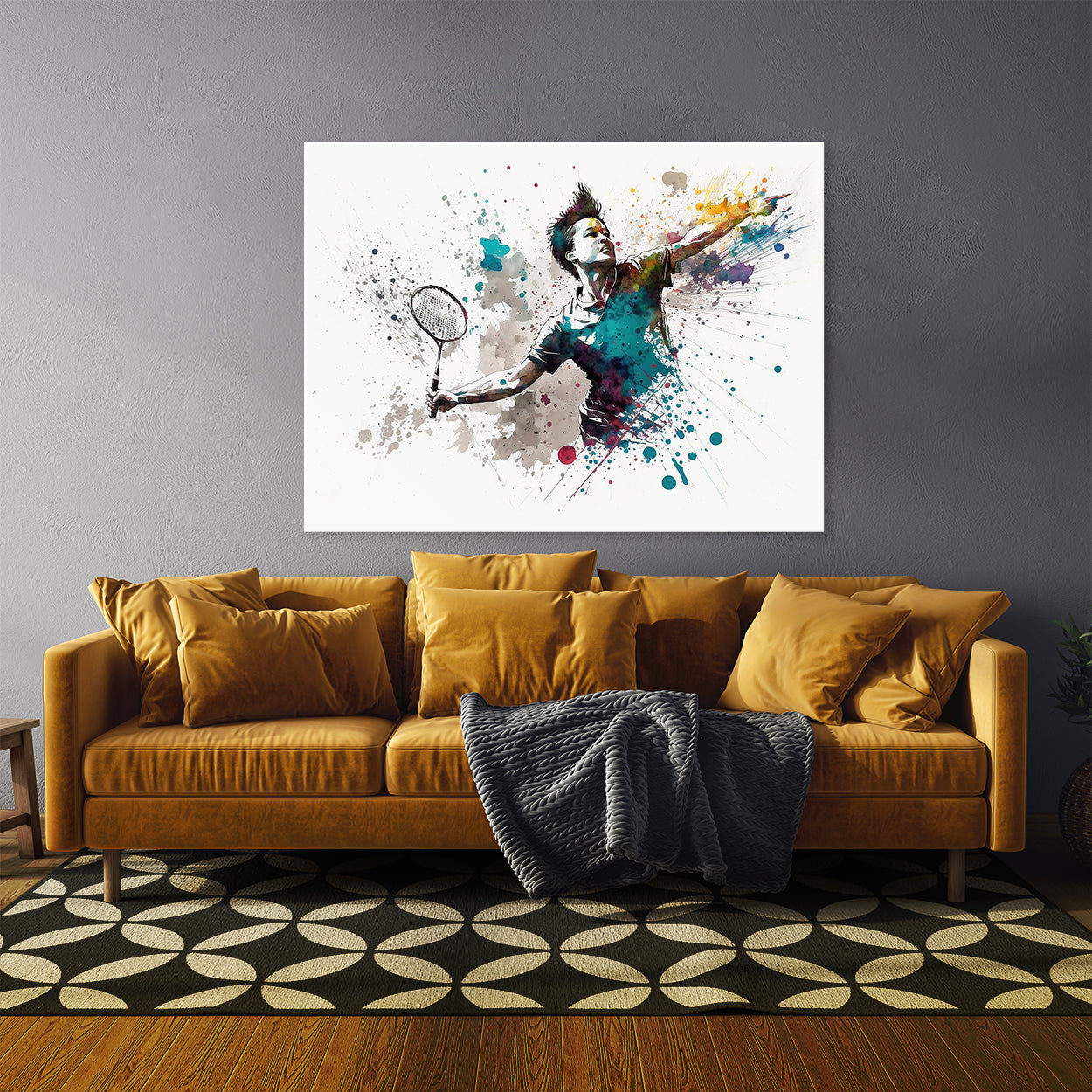 Badminton Watercolor Action 4 Wall Art