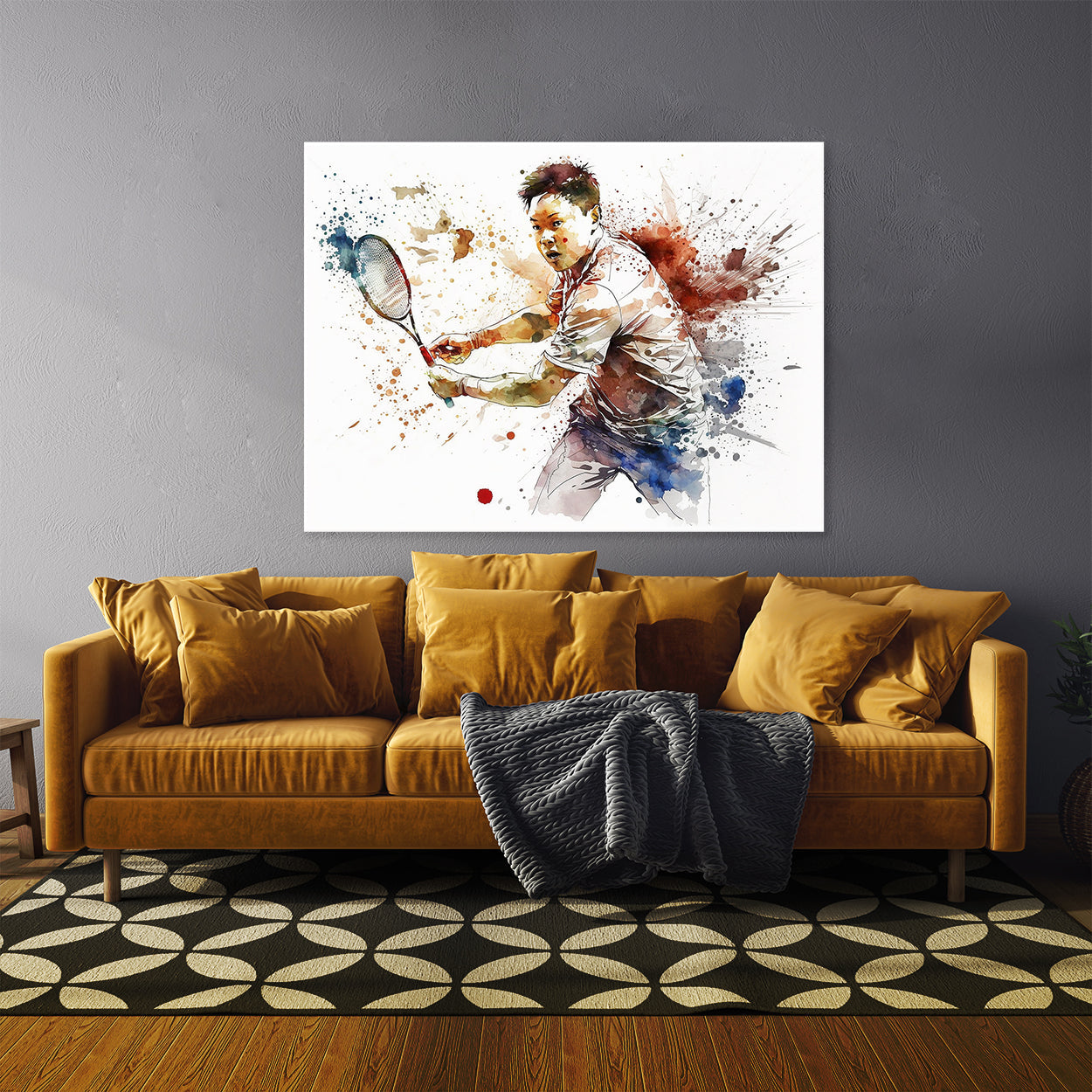 Badminton Watercolor Action 7 Wall Art