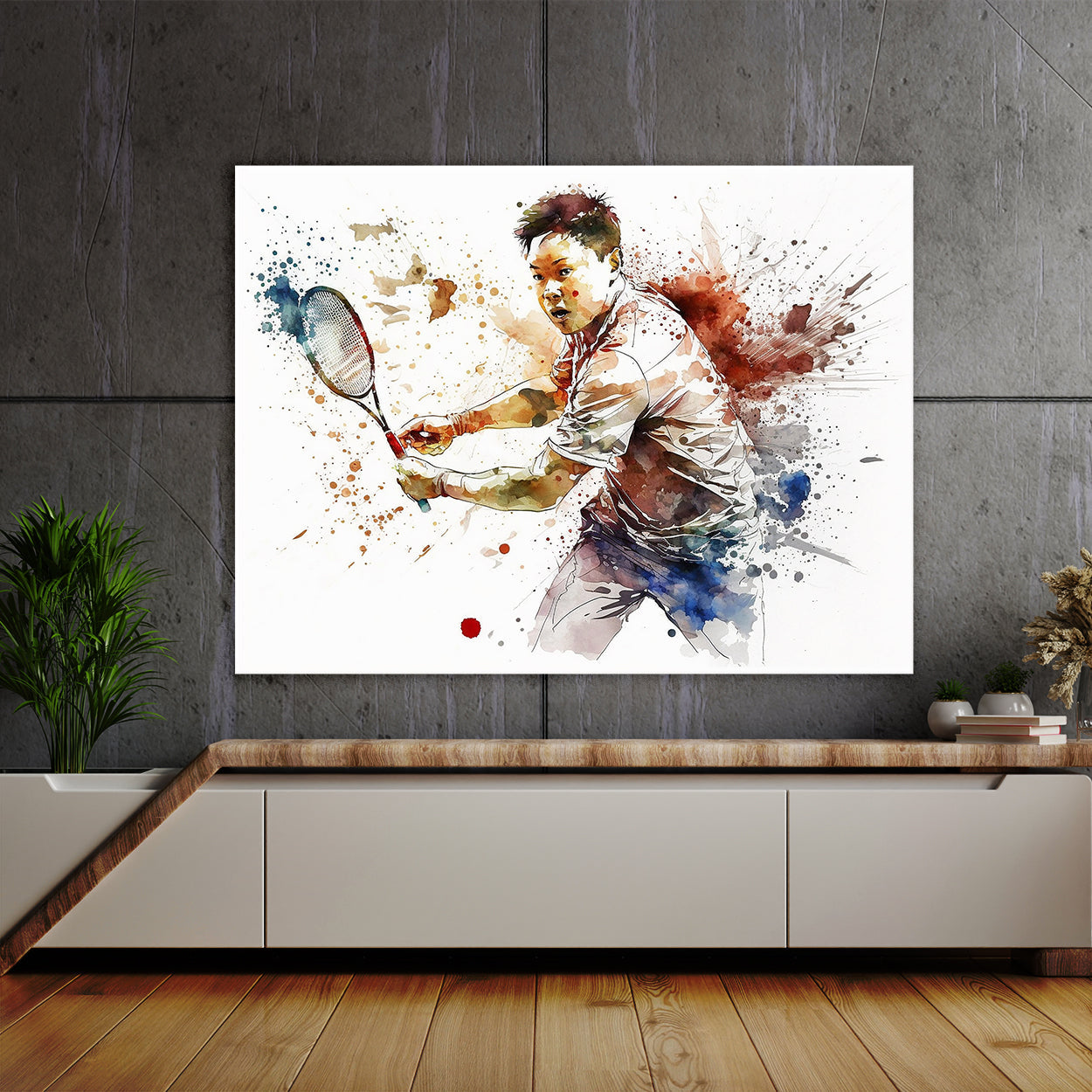 Badminton Watercolor Action 7 Wall Art