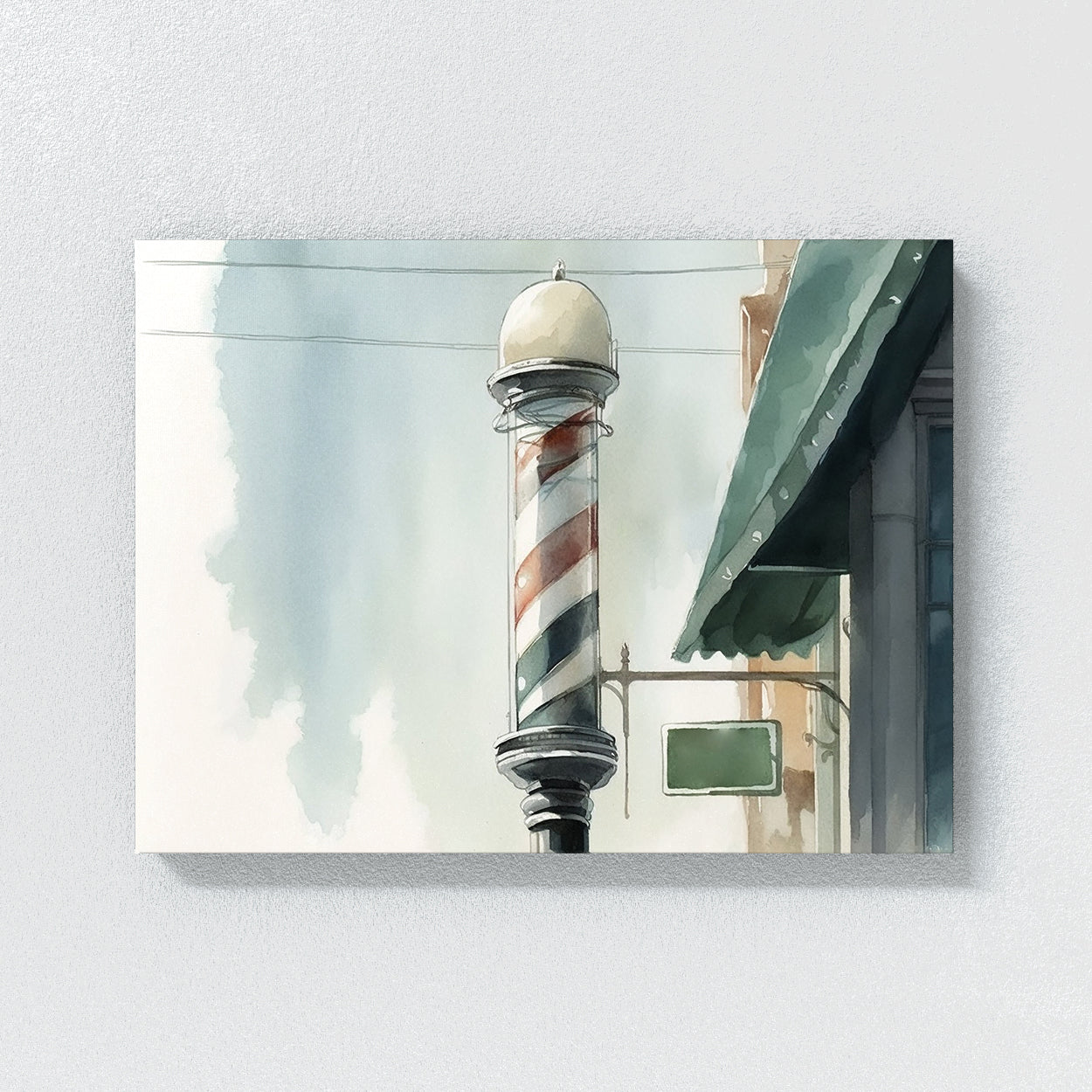 Barbershop Watercolor Pole 9 Wall Art