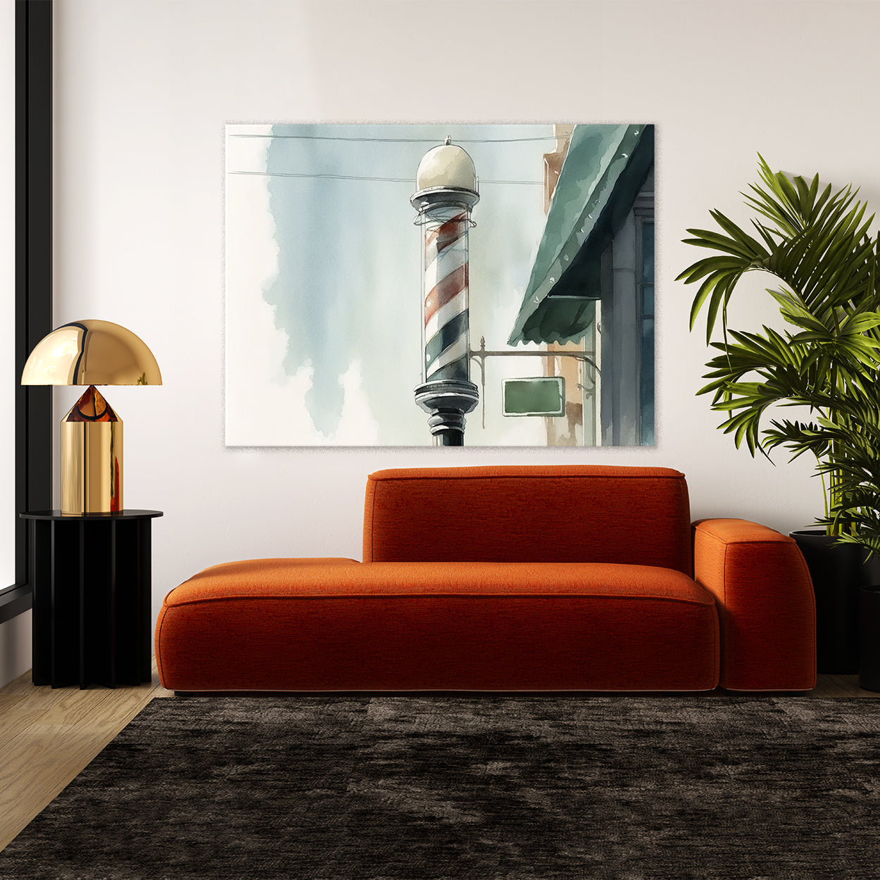Barbershop Watercolor Pole 9 Wall Art