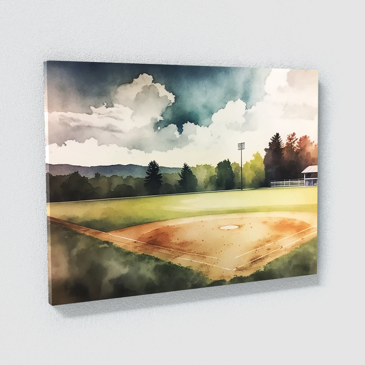 Baseball Watercolor Field 2 Wall Art