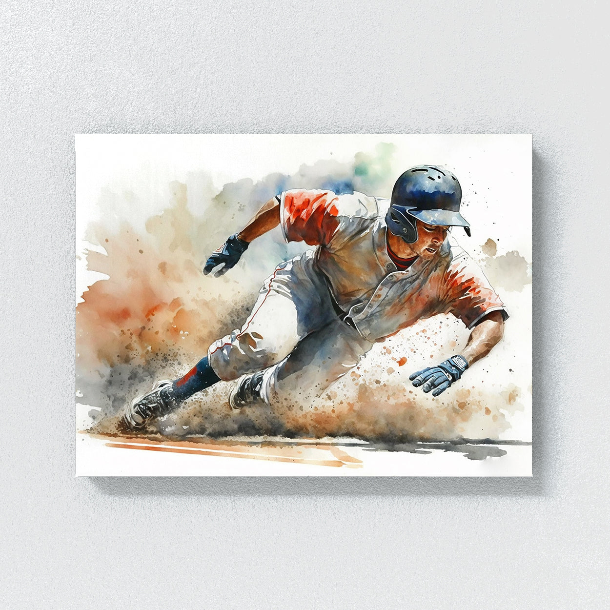 Baseball Watercolor Sliding 5 Wall Art
