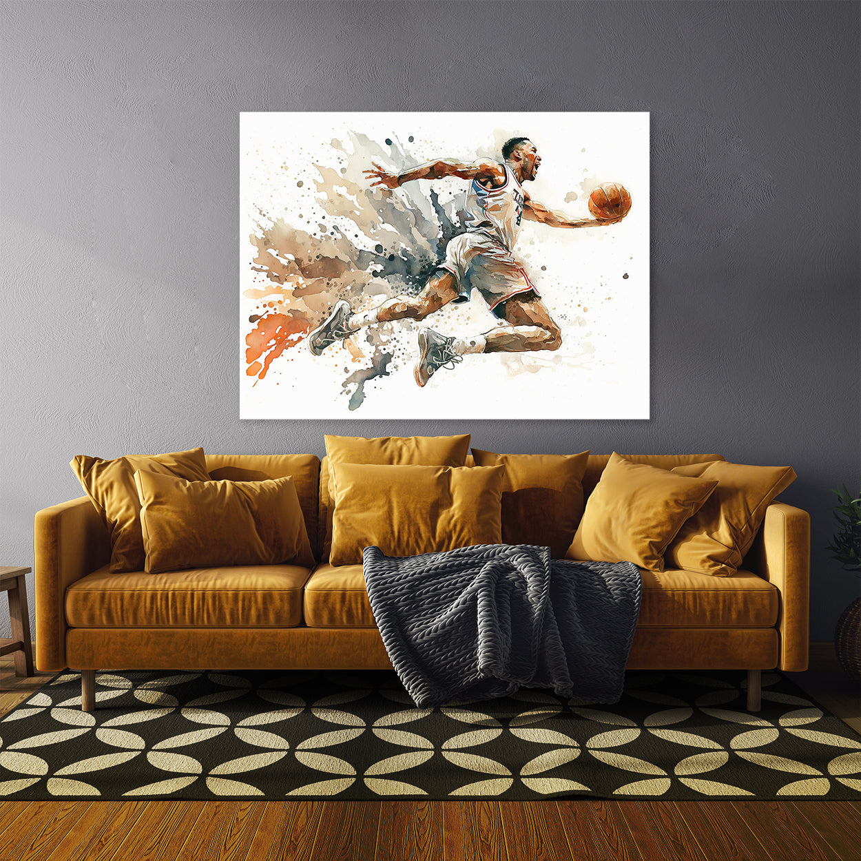 Basketball Watercolor Player 10 Wall Art