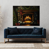 Christmas Fireplace 4 Wall Art