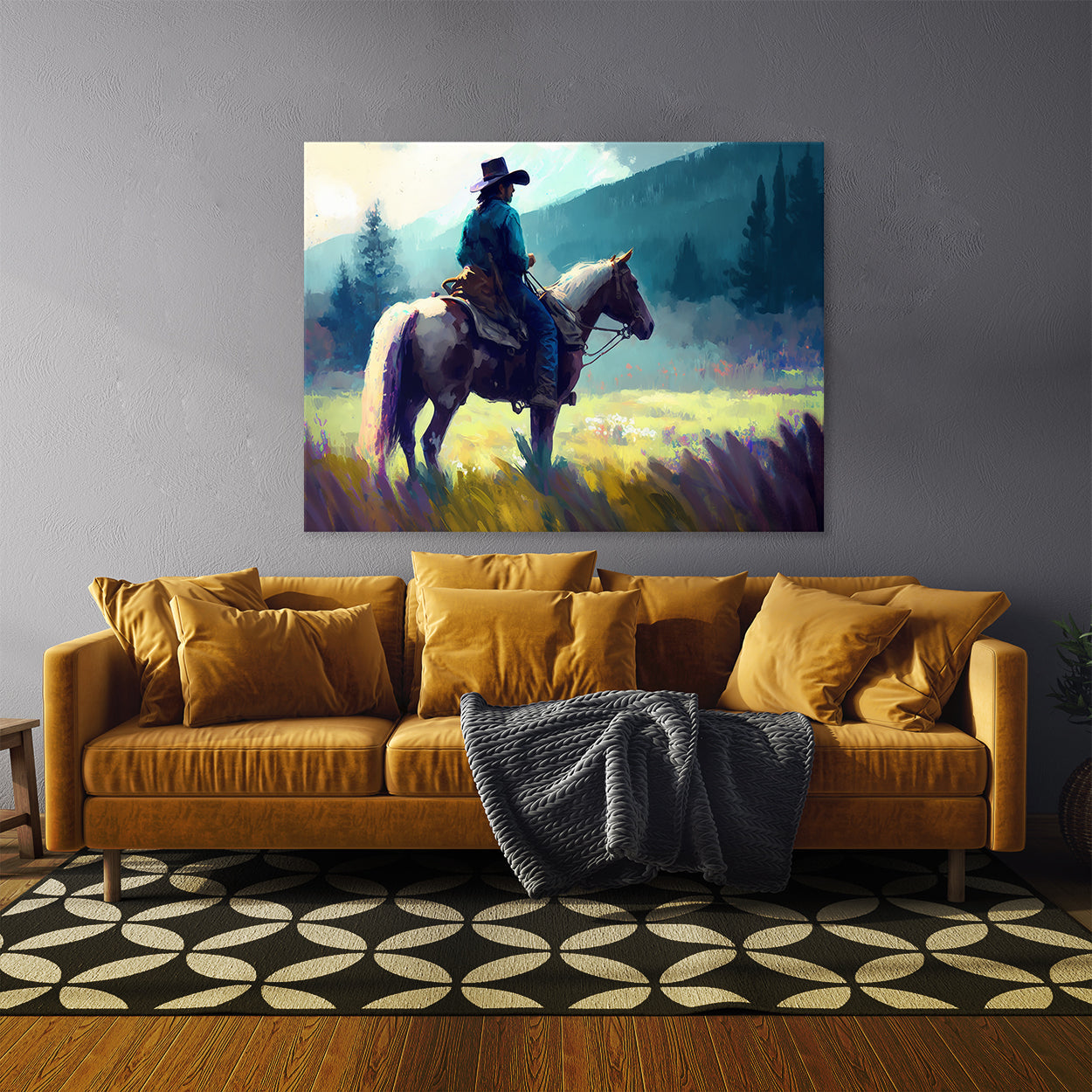 Cowboy Atmospheric Colorful 1 Wall Art