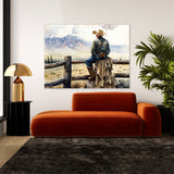 Cowboy Watercolor Fence Valley 48 Wall Art