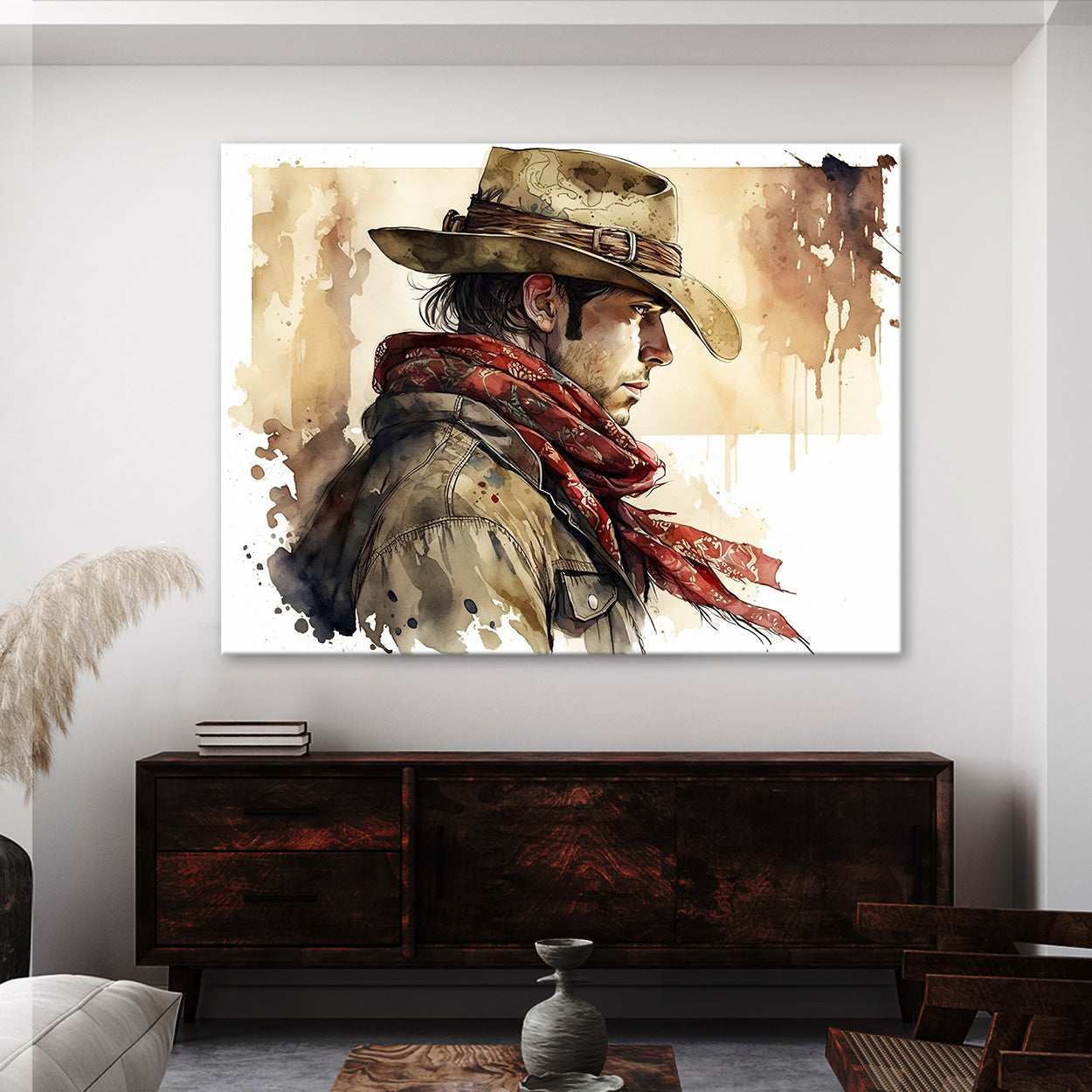 Cowboy Watercolor Ink 9 Wall Art