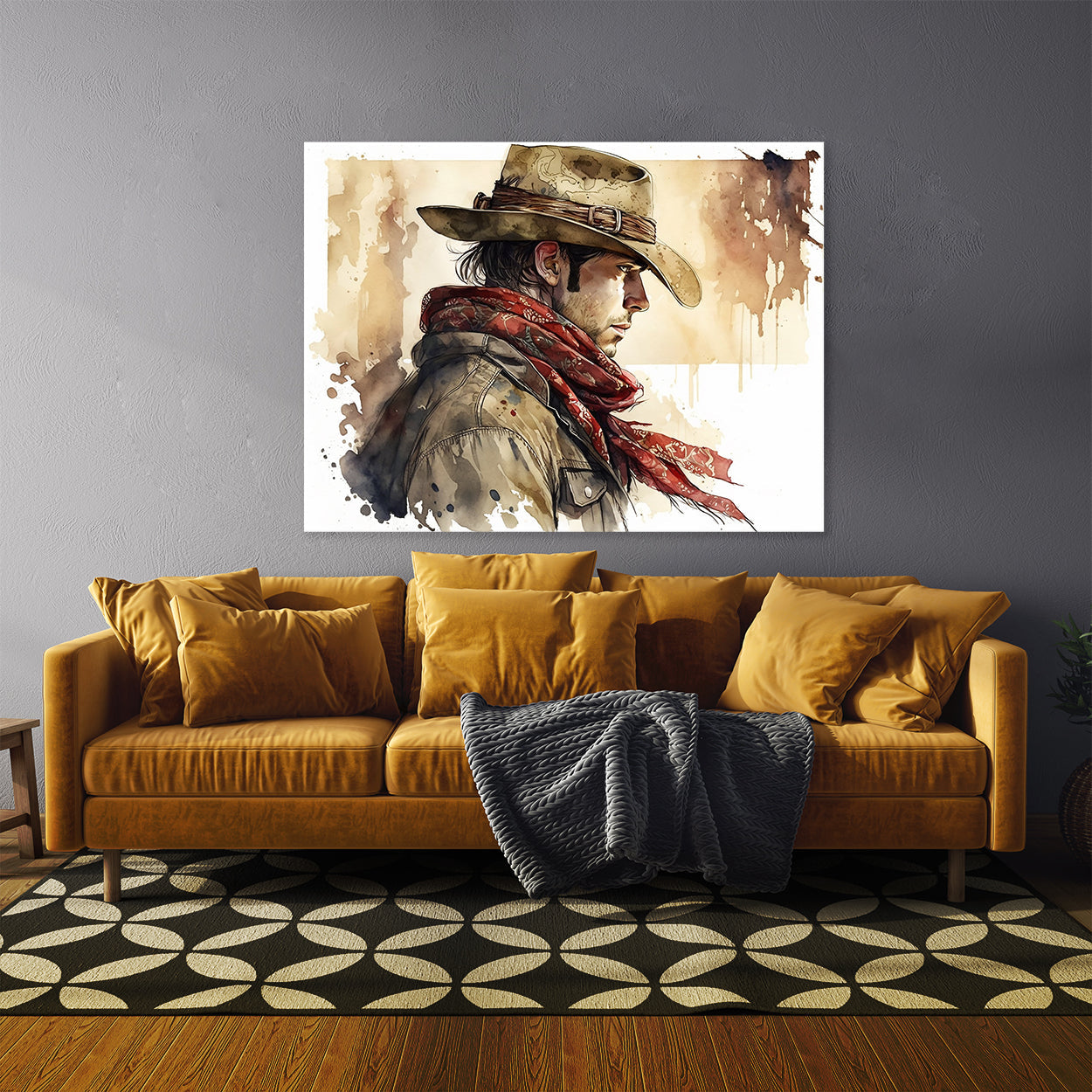 Cowboy Watercolor Ink 9 Wall Art
