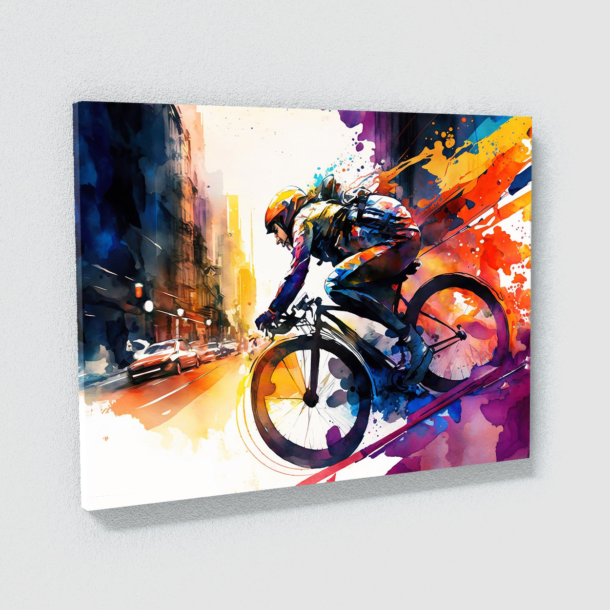 Cycling Watercolor City 23 Wall Art