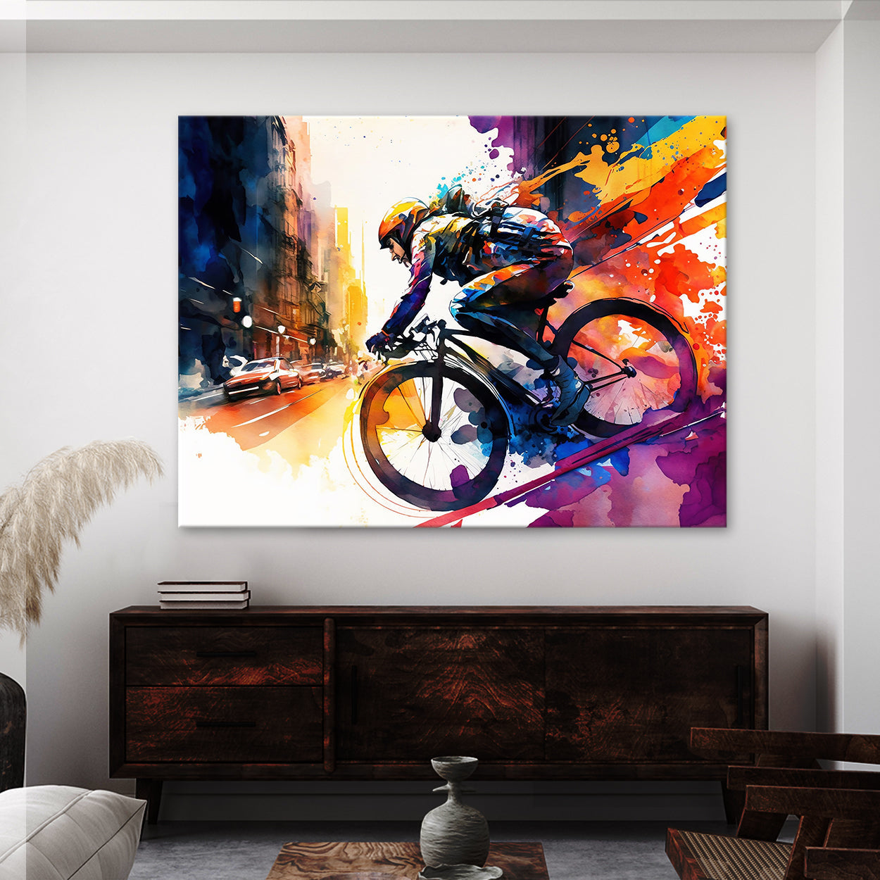 Cycling Watercolor City 23 Wall Art
