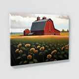 Farm Red Barn Sunflowers 4 Wall Art