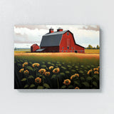 Farm Red Barn Sunflowers 4 Wall Art