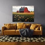 Farm Red Barn Sunflowers 4 Wall Art