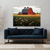Farm Red Barn Sunflowers 4 Wall Art