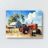 Farm Watercolor Tractor Blue Sky 1 Wall Art
